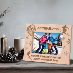 Snow Skiing On The Slopes Custom Text Etched Frames
