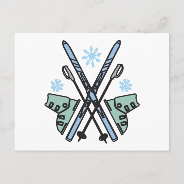 Snow Skiing Postcard (Front)