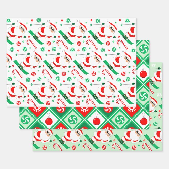 Snow Skiing Ski Holiday Gift Wrapping Paper (Set)