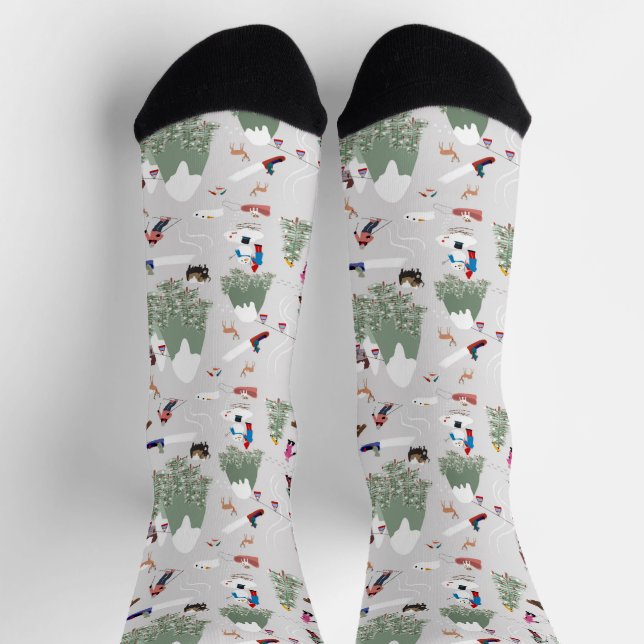 Snow Skiing Ski Slopes Landscape Socks (Top)