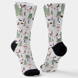 Snow Skiing Ski Slopes Landscape Socks