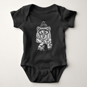 Snow Skiing Ski Trip Funny Ski Bear Winter Baby Bodysuit