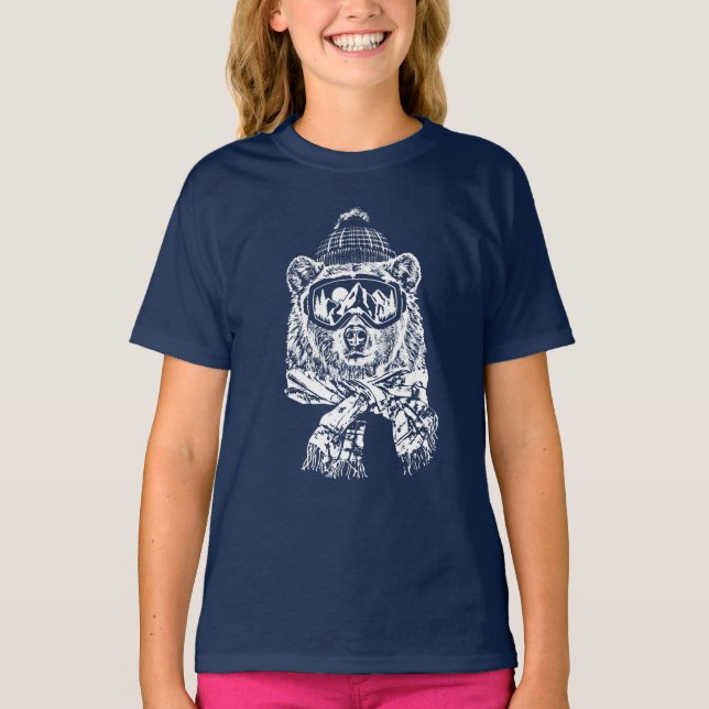Snow Skiing Ski Trip Funny Ski Bear Winter T-Shirt (Front)