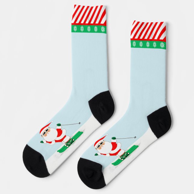 Snow Skiing Skier Holiday Gift Socks (Left)