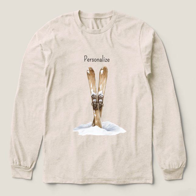 Snow Skis Christmas Tri-Blend Shirt (Design Front)