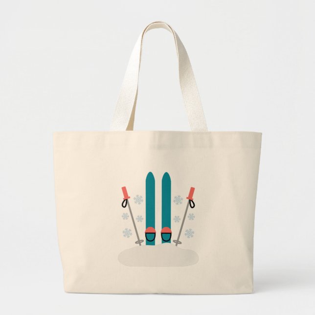 Snow Skis Large Tote Bag (Front)