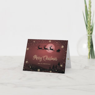 Snow Snowflakes Santa Red Merry Christmas Card