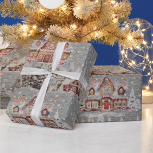 Snow Steel Christmas Scene Grey Wrapping Paper