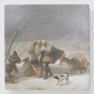 Snow Storm in Winter (by Francisco Goya) Stone Coaster