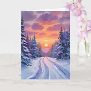 Snow Sunset   Winter Mountain Landscape Card