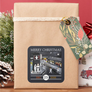 Snow Town Christmas Square Sticker