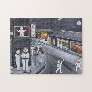 Snow Town Painting by Alfred Fox Jigsaw Puzzle