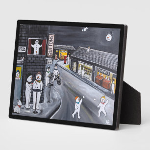 Snow Town Painting by Alfred Fox Plaque