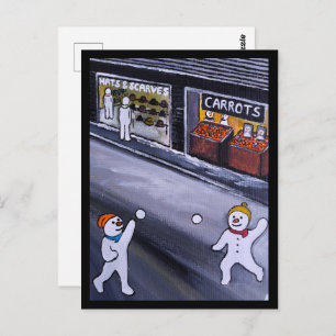 Snow Town Painting by Alfred Fox Postcard