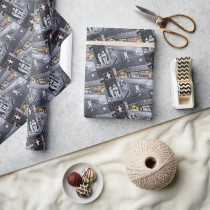 Snow Town Painting by Alfred Fox Wrapping Paper