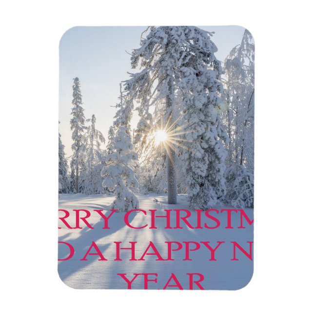 SNOW,TREES,THE SUN, READY FOR CHRISTMAS MAGNET (Vertical)