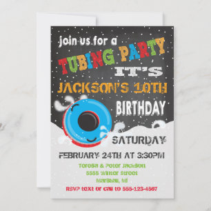 Snow Tubing Birthday Party Invitation