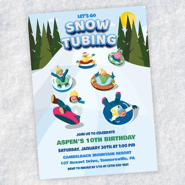 Snow Tubing Winter Birthday Invitation (Creator Uploaded)