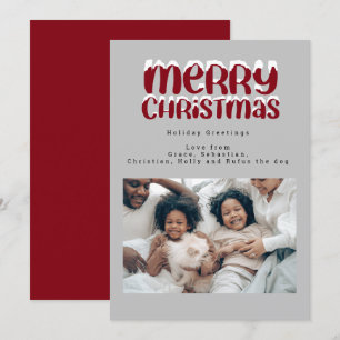 Snow Typography Christmas Photo Personalised Card