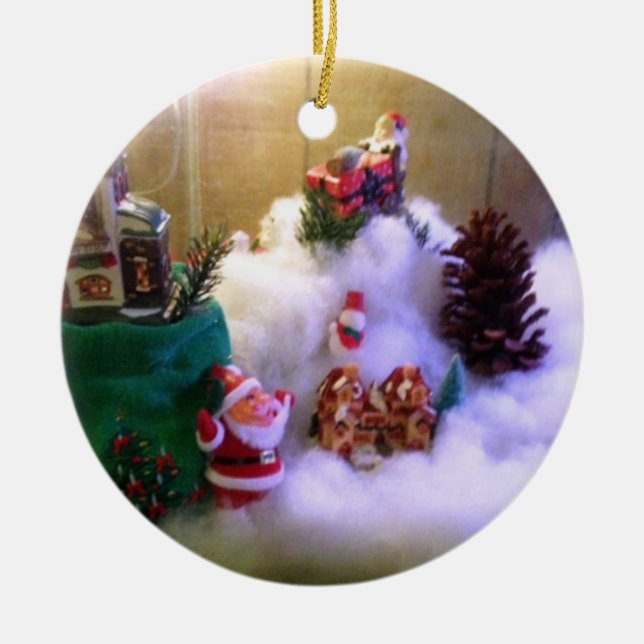 Snow Village -Terrarium Photo-  Ceramic Tree Decoration (Front)