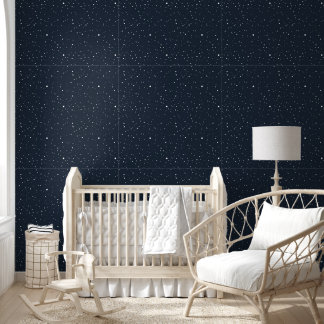 Snow Wallpaper, White Dots on Navy Background Wallpaper