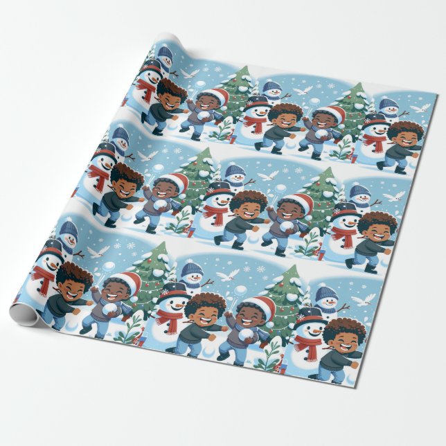 Snow War-Christmas Wrapping Paper (Unrolled)