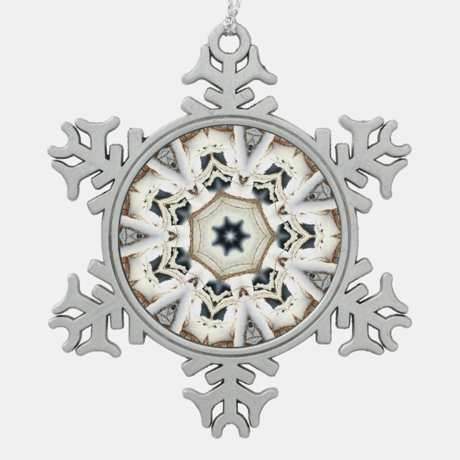 Snow Web Snowflake Pewter Christmas Ornament (Front)
