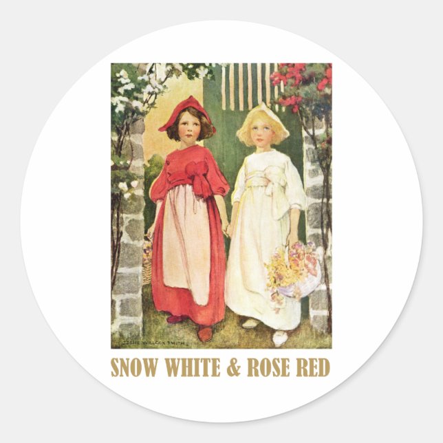 Snow White  and Rose Red Classic Round Sticker (Front)