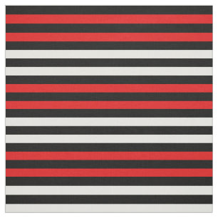 Snow white, Bright red, midnight black stipe Fabric