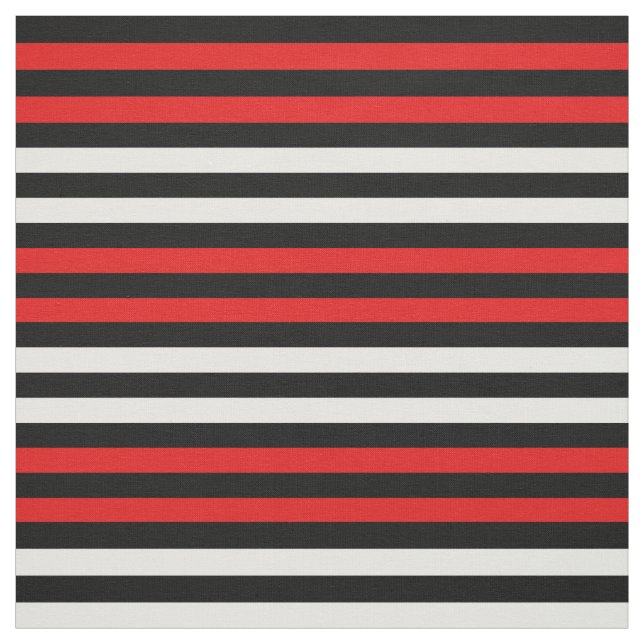 Snow white, Bright red, midnight black stipe Fabric (Swatch)