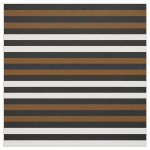 Snow white, Coco brown, midnight black stipe Fabric