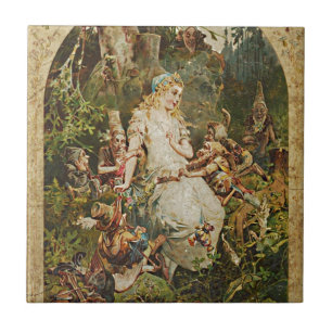Snow White German Fairy Tale Illustration Tile