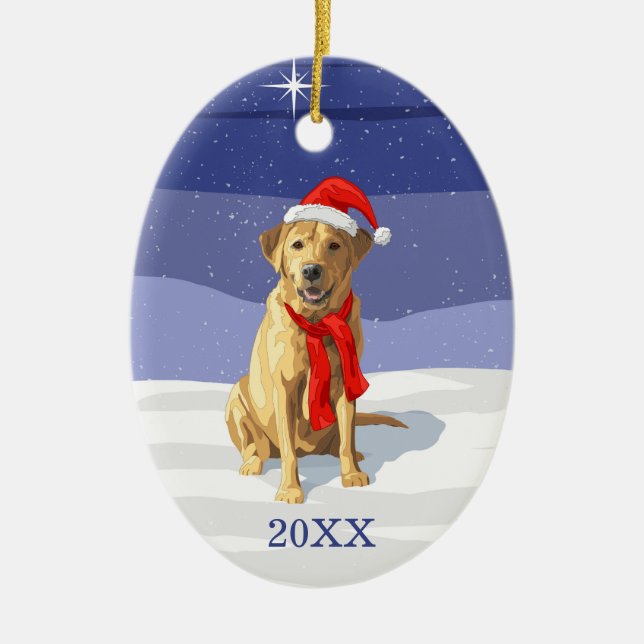 Snow White Labrador Retriever Ceramic Ornament (Front)