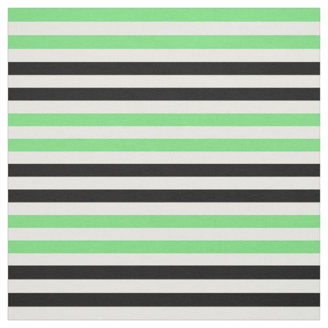 Snow white, Light green, midnight black stipe Fabric (Swatch)