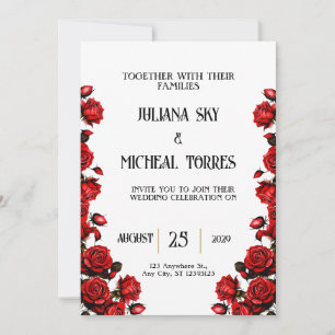 Snow White Red Roses Wedding Invitation