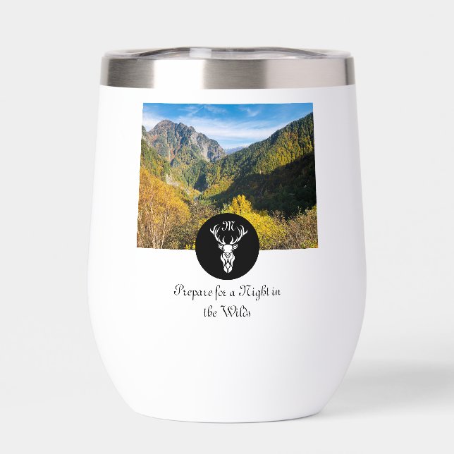Snow White Stag Silhouette Monogram Photo (Back)