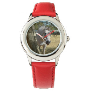 Snow White The Horse, Kids Red Leather Watch