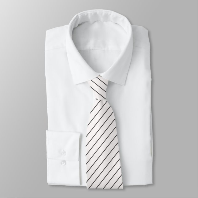 Snow White with Charcoal Grey Pinstripes Tie (Tied)