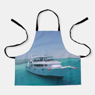 Snow-white yacht near the White Island in Red Sea Apron