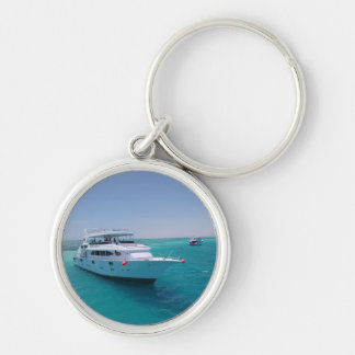 Snow-white yacht  near the White Island in Red Sea Key Ring