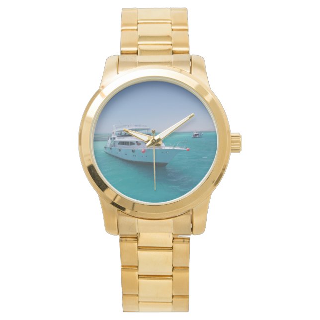 Snow-white yacht  near the White Island in Red Sea Watch (Front)