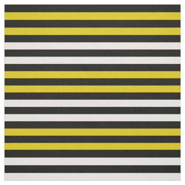Snow white, Yellow gold, midnight black stipe Fabric (Swatch)