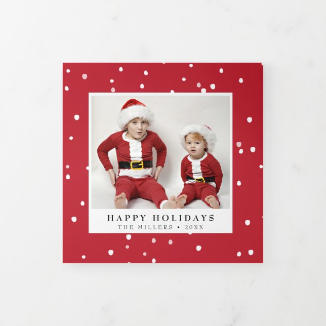 Snow Winter Christmas Holiday Trifold Photo Card (Cover)
