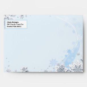 Snow Winter Flurries Festive Return Address Envelope