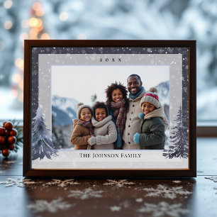 Snow Winter Pine Frameable Family Photo Christmas Holiday Card