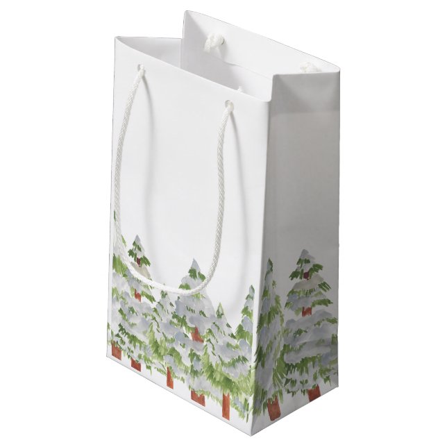 Snow winter pine tree Christmas gift bag (Back Angled)