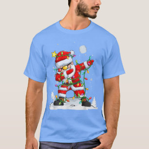 Snow Winter Time Fairy Lights Santa Claus Dab XMas T-Shirt