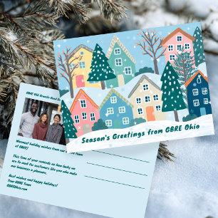 Snow Winter Village Holiday Christmas CUSTOM Photo Postcard