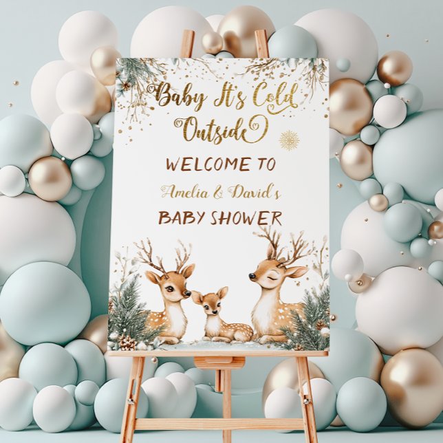 Snow Winter Woodland Baby Shower Welcome Sign (Creator Uploaded)