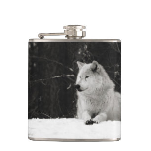 Snow Wolf Hip Flask